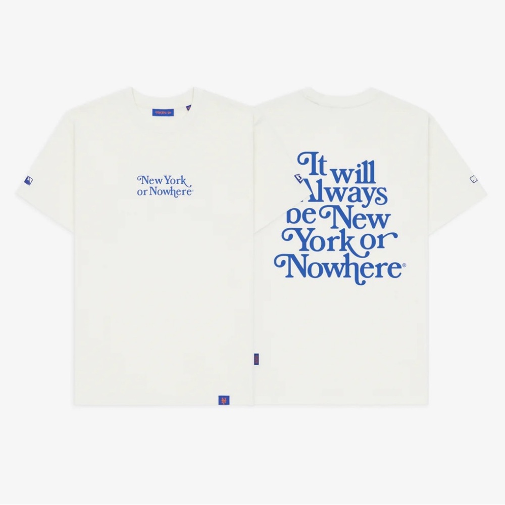 METS New York or Nowhere - Cream T-Shirt with Blue New York Print
